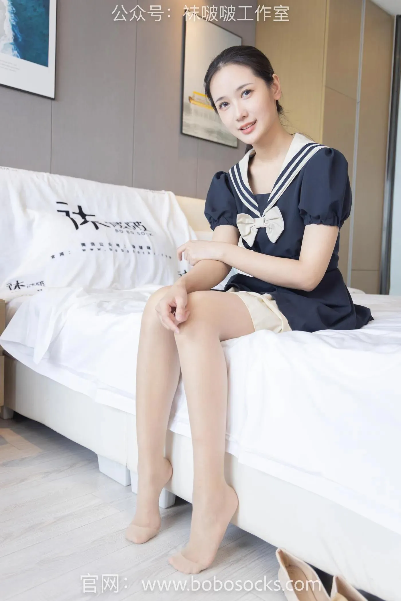 [BoBoSocks袜啵啵]NO.107 小安-平底鞋、白棉袜、肉丝 [140P]插图1